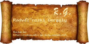 Radvánszki Gergely névjegykártya