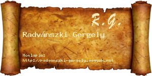 Radvánszki Gergely névjegykártya
